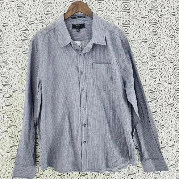 NWT 21men classic striped button down shirt men's XL blue - Picture 1 of 7